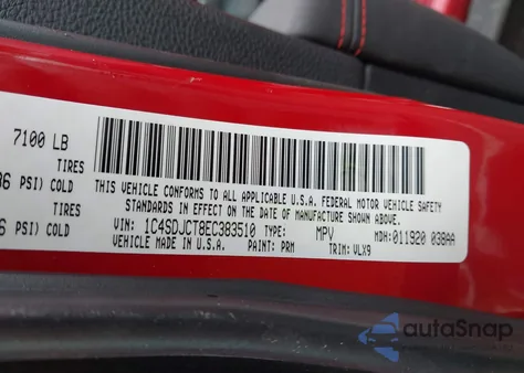 2014 Dodge Durango R/T z USA, uszkodzony, nr VIN 1C4SDJCT8EC383510